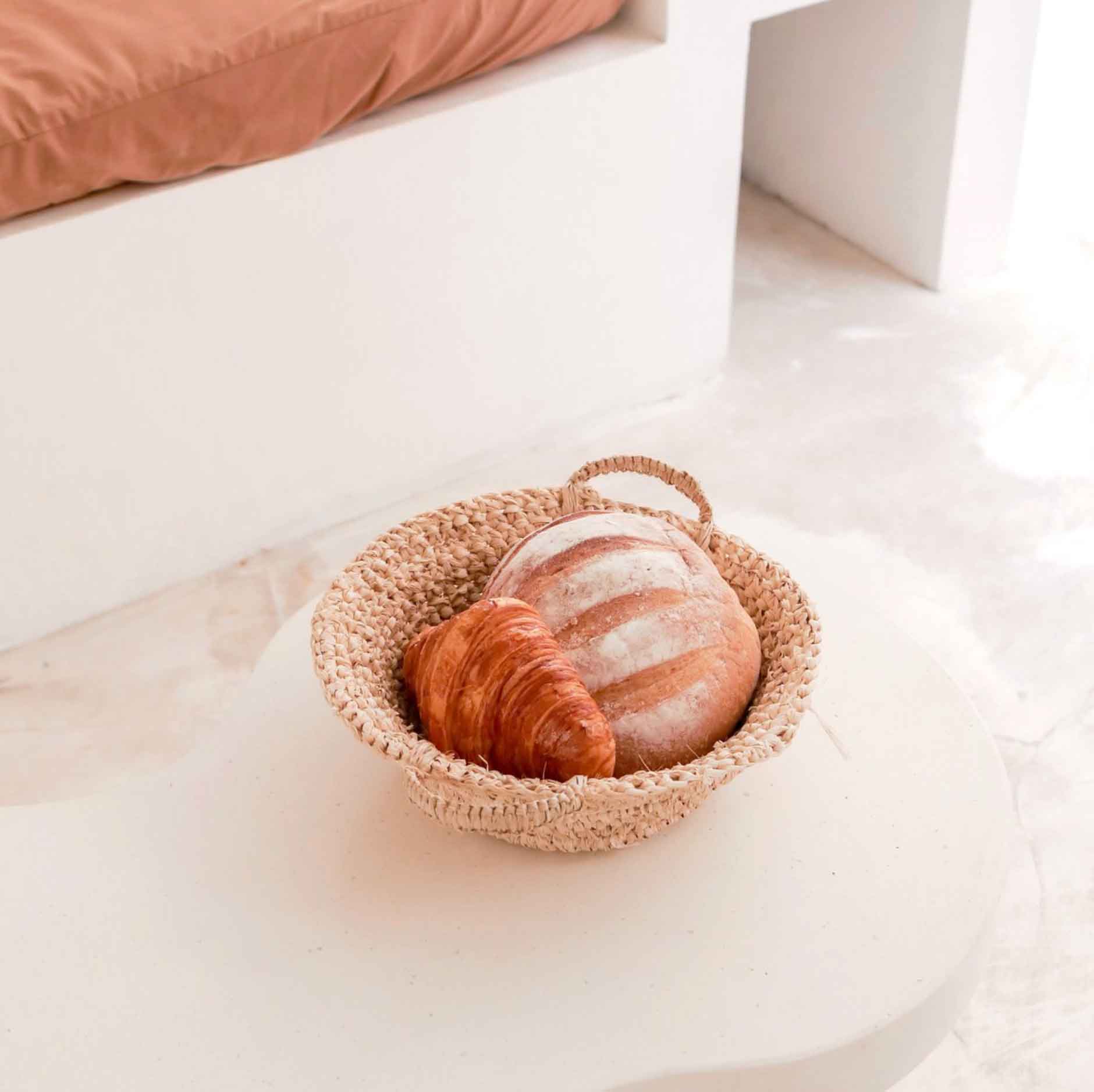 Woven Raffia Bowl | Fruit Bowl made from Light Natural Fibres | Bread Basket RAGA