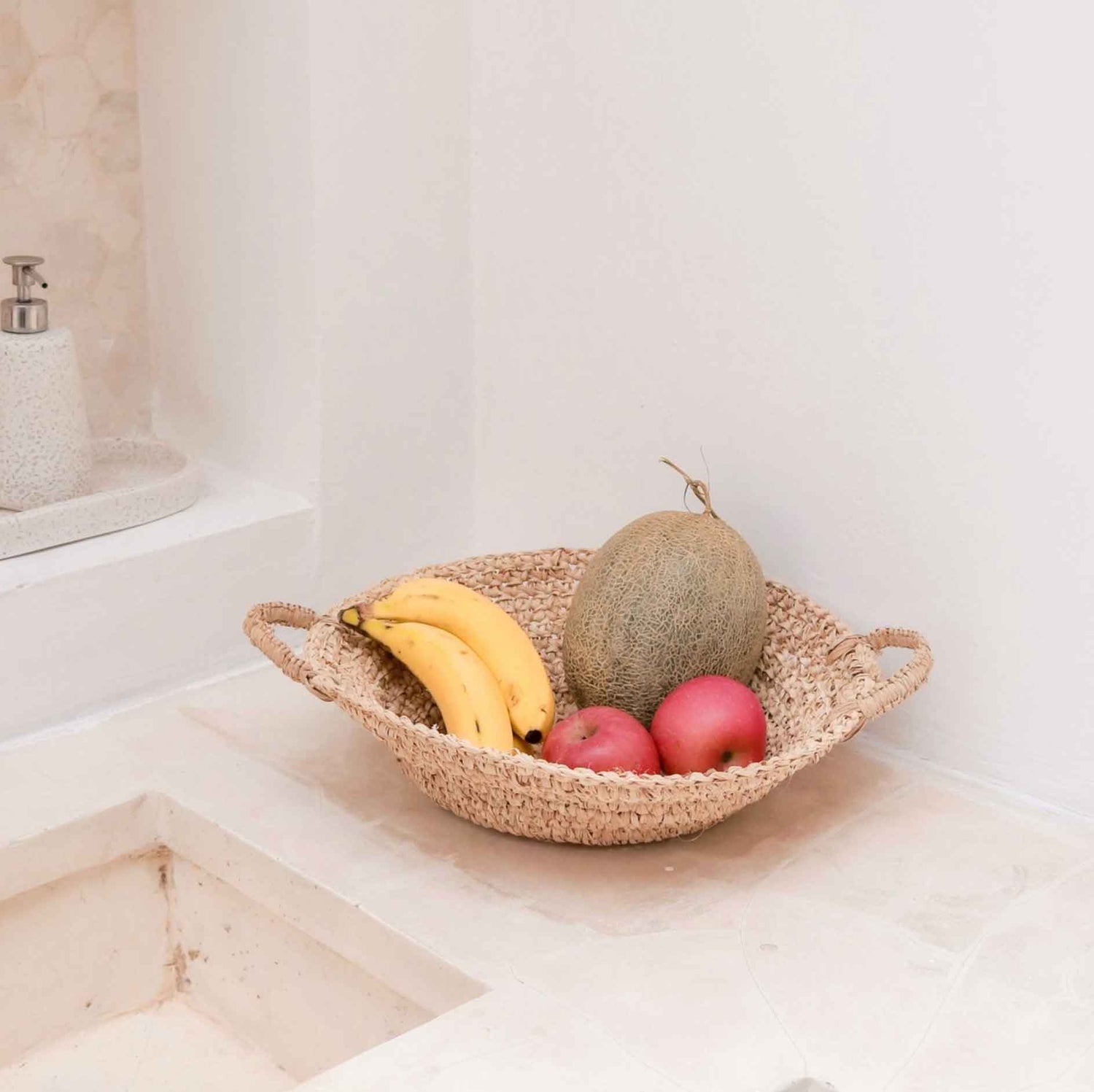 Woven Raffia Bowl | Fruit Bowl made from Light Natural Fibres | Bread Basket RAGA