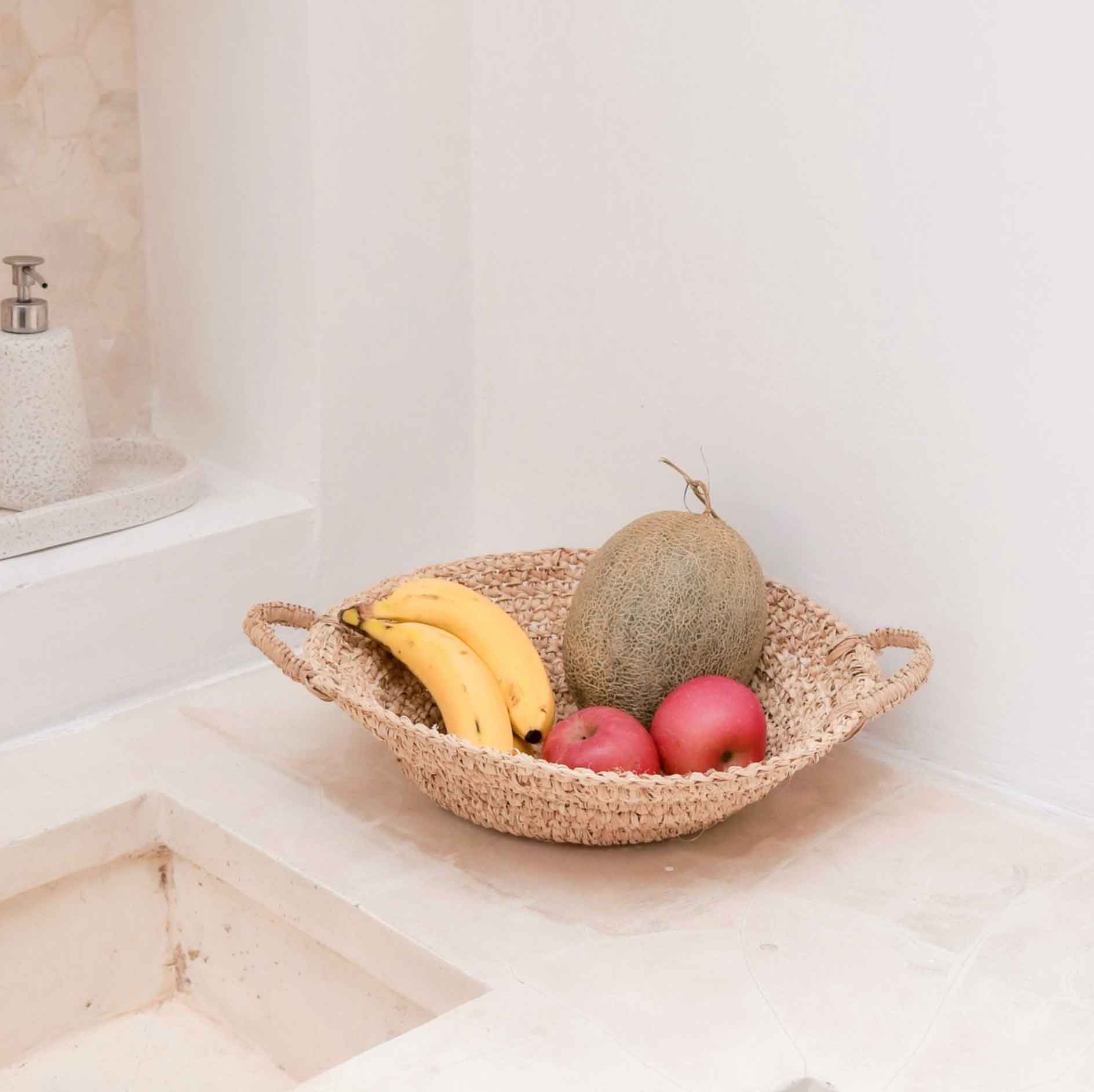 Woven Raffia Bowl | Fruit Bowl made from Light Natural Fibres | Bread Basket RAGA