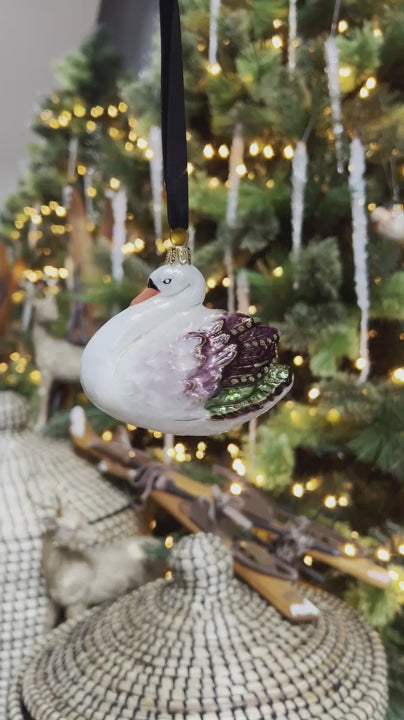 Christmas Ornament - Rosa Swan - Hand Painted