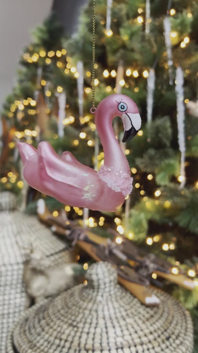 Glass Flamingo Float Ornament