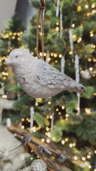 Glass Bird Brown Beaded Ornament