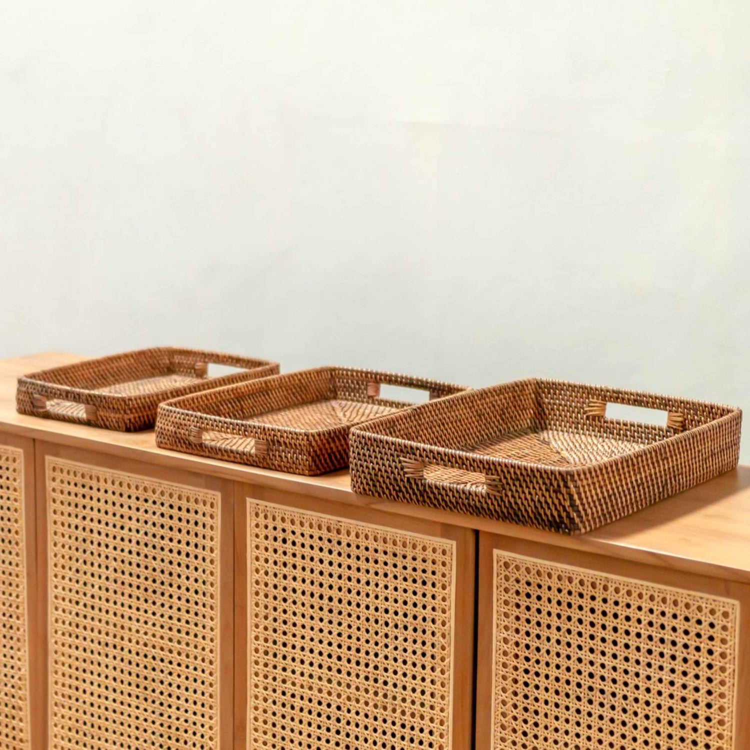 AMAHAI Rectangular Rattan Serving Tray - Prestige Garden Studio