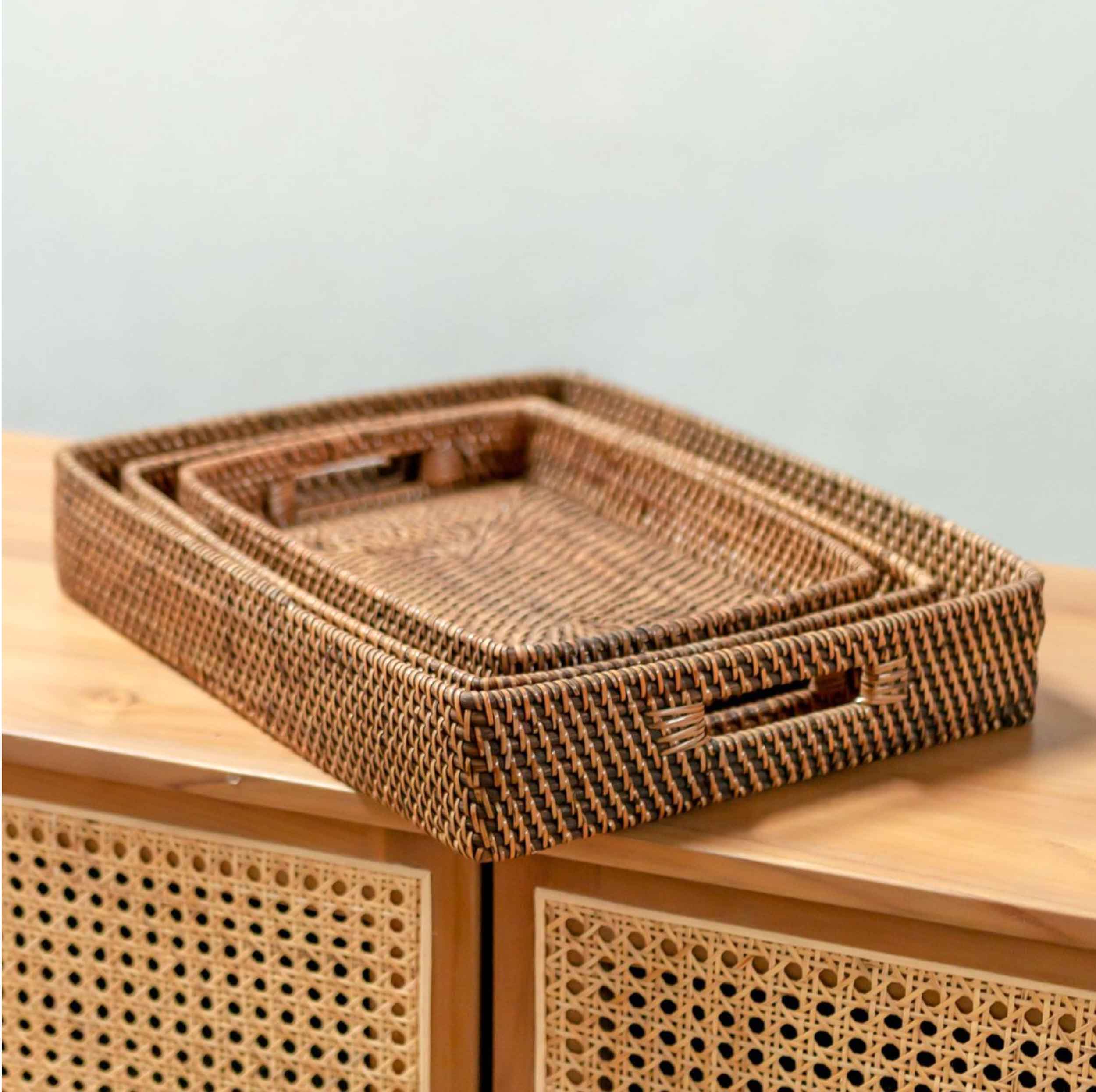 AMAHAI Rectangular Rattan Serving Tray - Prestige Garden Studio