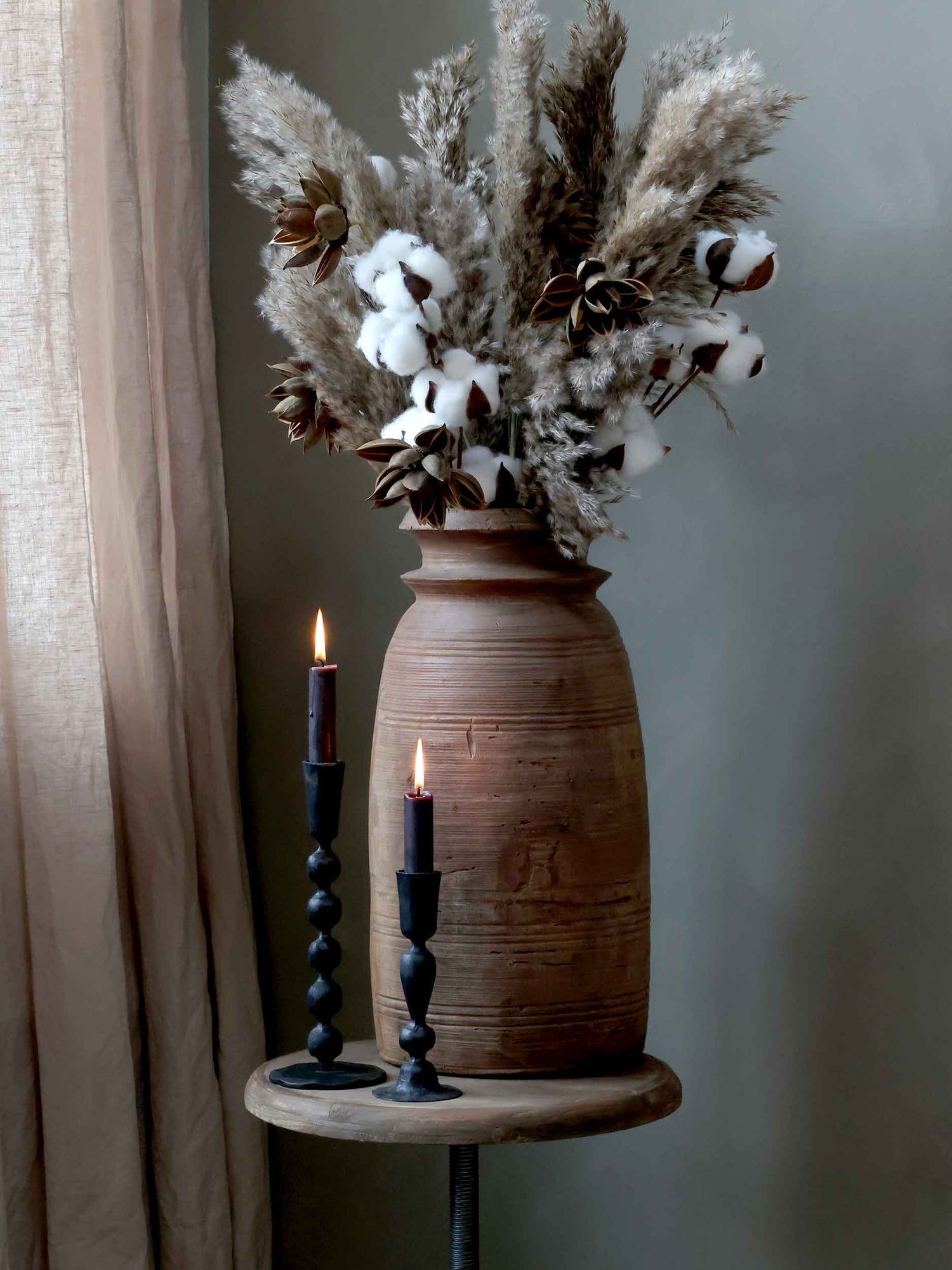 Bead Antique Black Candlestick - Prestige Garden Studio