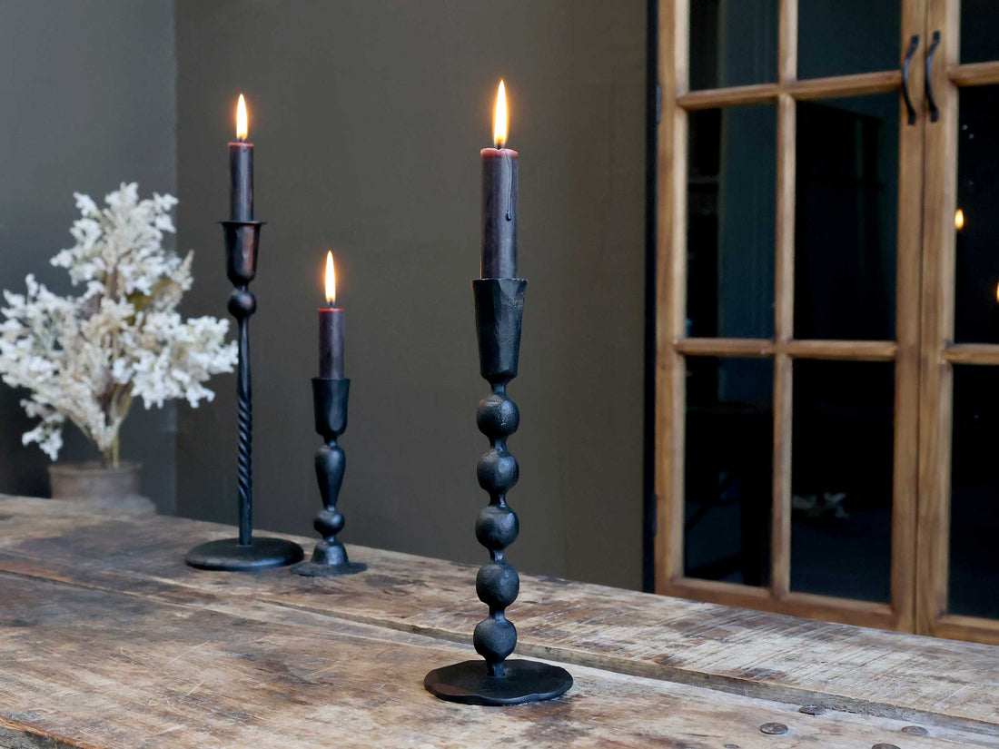 Bead Antique Black Candlestick - Prestige Garden Studio