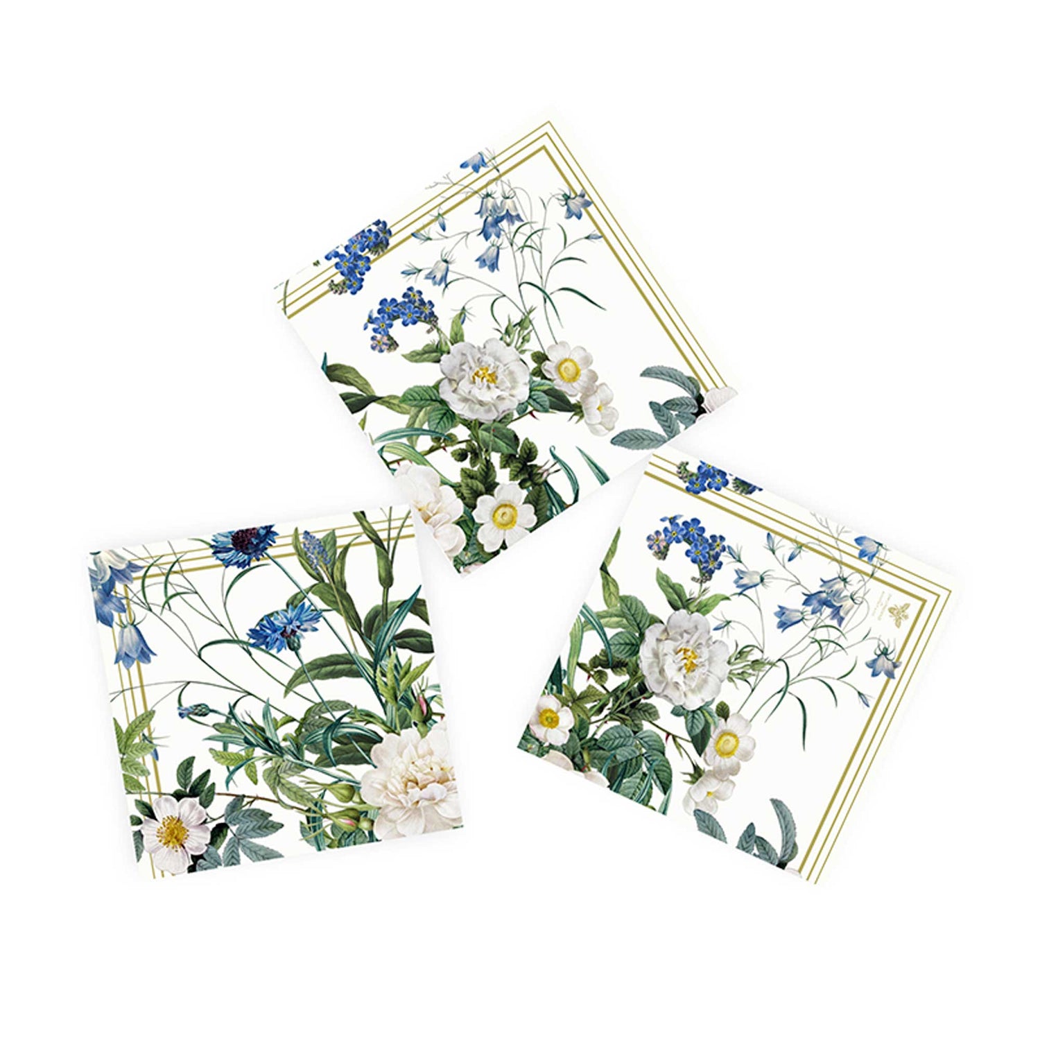 Blue Flower Garden Recycled Paper Napkins by Jim Lyngvild, 20 pcs - Prestige Garden Studio