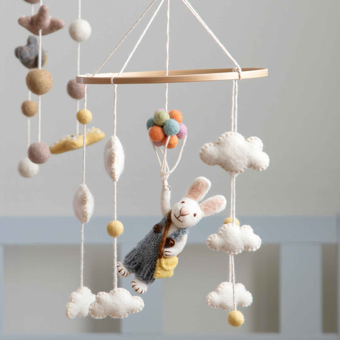 Bunny with Balloons Mobile - Prestige Garden Studio